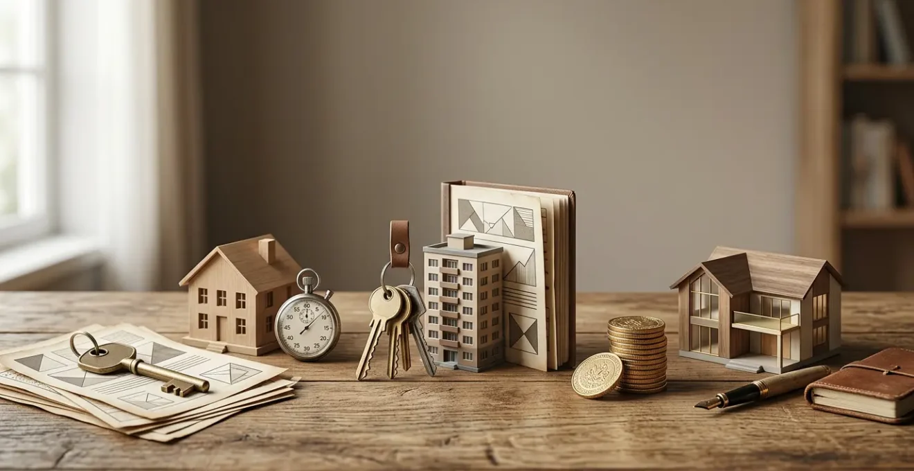 Représentation conceptuelle d'un investissement immobilier transformé en rente de retraite grâce à l'amortissement intégral du crédit