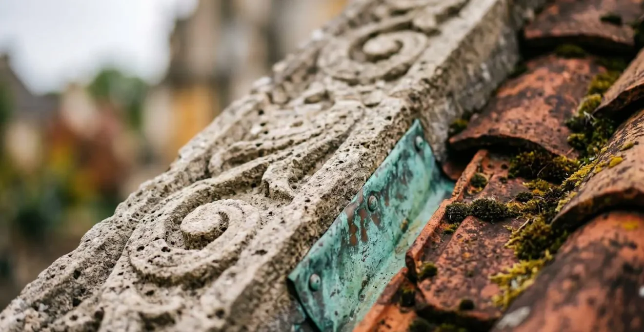 Détails architecturaux d'un immeuble historique français en cours de rénovation
